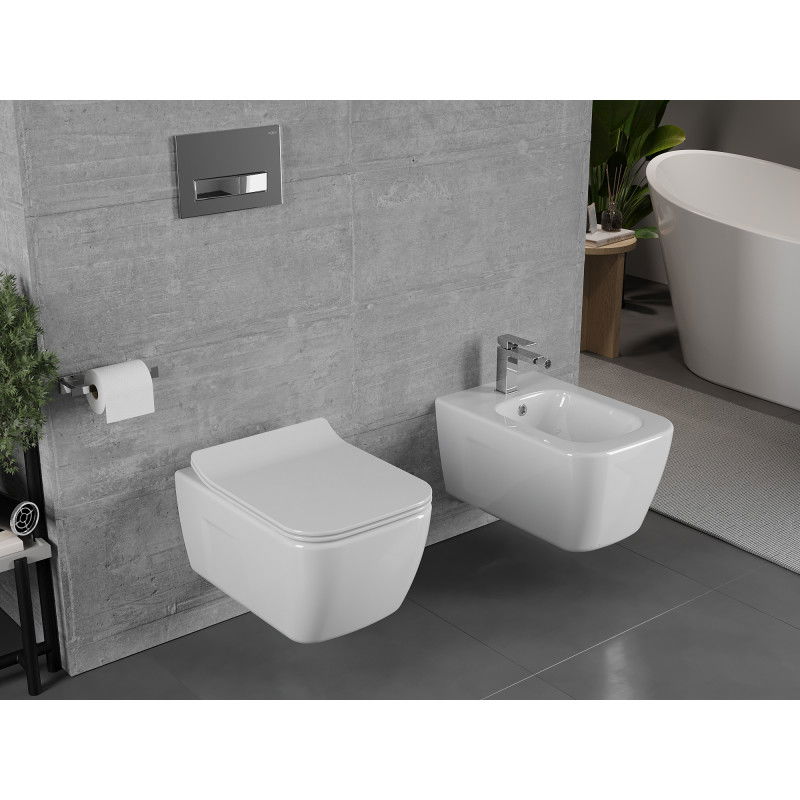 Mexen Margo WC mísa Rimless s pomalu zavírajícím slim sedátkem, duroplast, bílý lesk - 30420800