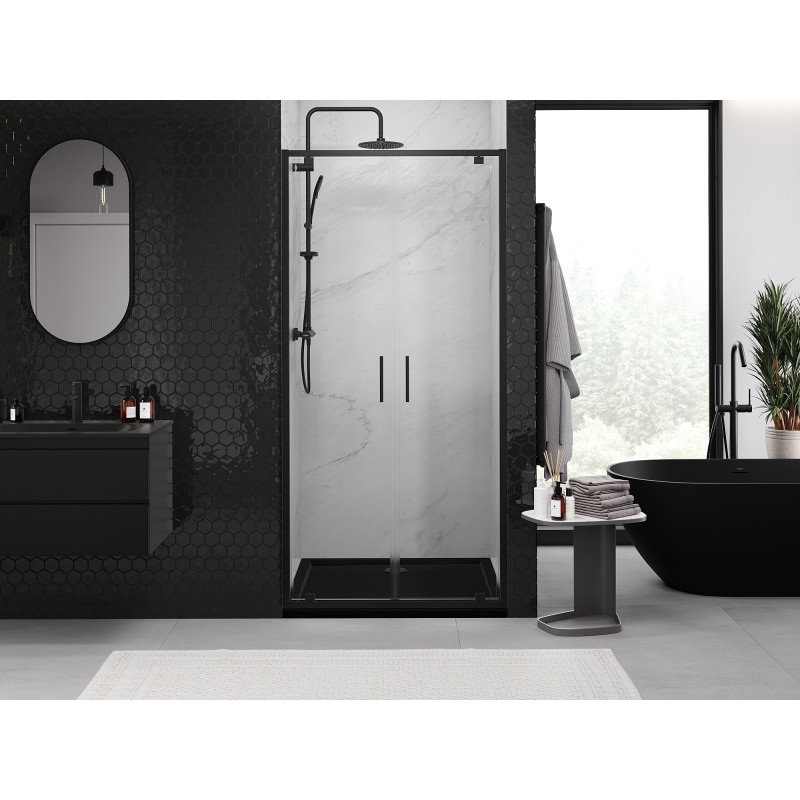 Mexen Exo-BR Duo dvojité sprchové dveře otočné 110 cm, transparentní, černé - 8182-110-000-70-00