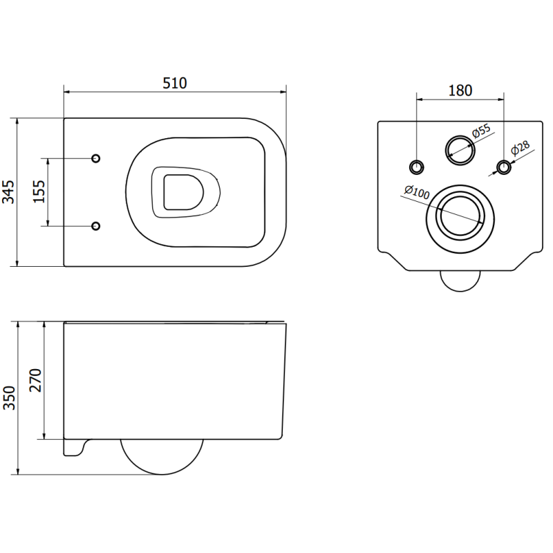 Mexen Elis WC mísa Rimless, bílá lesk - 3391XX00