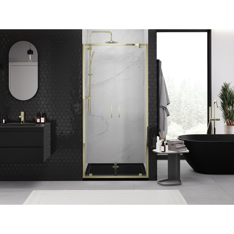 Mexen Exo-BR Duo dvojité sprchové dveře 120 cm, transparentní, zlaté - 8182-120-000-50-00