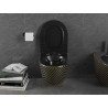 Mexen Lena wc mísa Rimless se sedátkem soft-close slim, duroplast, černá matná/zlatý vzor mřížka - 30224079