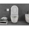 Mexen Lena WC mísa Rimless s pomalu sklápěcí deskou slim, duroplast, bílá/zlatá vzor mřížka - 30224009