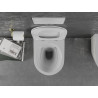Mexen Lena WC mísa Rimless s pomalu zavíracím slim duroplastovým prkénkem, bílá/zlatá vzor mřížka - 30224009
