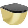 Mexen Lena WC mísa Rimless s pomalu padajícím sedátkem slim, duroplast, černá mat/zlatá - 30224076