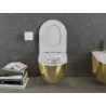 Mexen Lena WC mísa Rimless se záchodovým prknem s pomalým zavíráním slim, duroplast, bílá/zlatá - 30224006