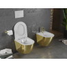 Mexen Lena WC mísa Rimless se záchodovým prknem s pomalým zavíráním slim, duroplast, bílá/zlatá - 30224006