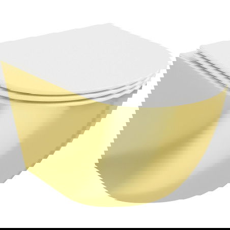 Mexen Lena WC mísa Rimless s pomalu sklopným sedátkem slim, duroplast, bílá/zlatá - 30224006