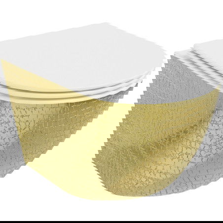 Mexen Lena WC mísa Rimless s pomalu padajícím slim sedátkem, duroplast, bílá/zlatá vzor šupiny - 30224008