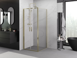 Mexen Exo-B Duo sprchový kout s otevíracími dveřmi 110 x 110 cm, průhledný, zlatý - 814-110-110-50-00