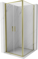 Mexen Exo-B Duo sprchový kout s otevíracími dveřmi 110 x 110 cm, průhledný, zlatý - 814-110-110-50-00