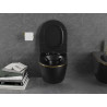 Mexen Lena WC mísa Rimless s pomalu klesající deskou slim, duroplast, černá matná/zlatá linka - 30224075