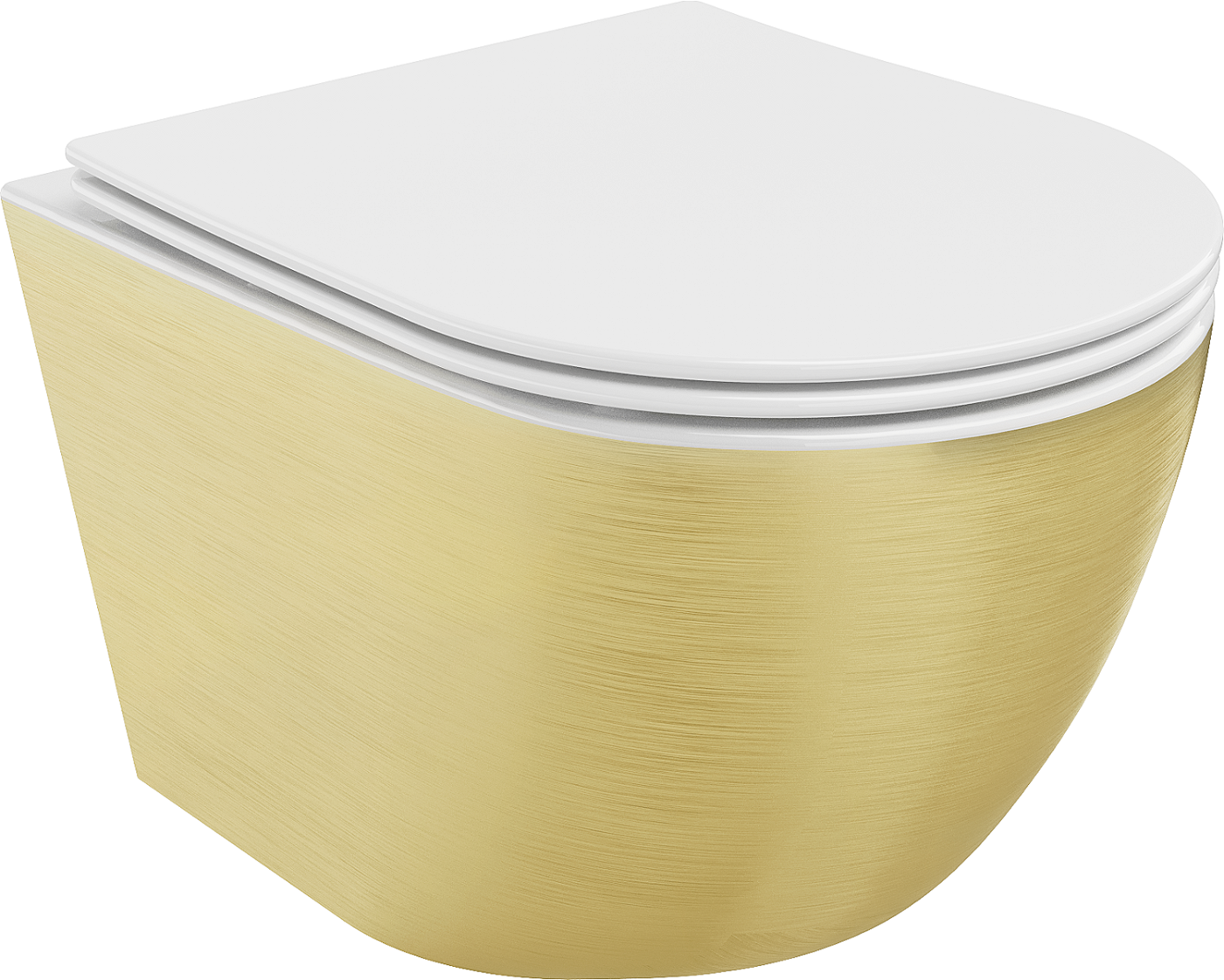 Mexen Lena mísa wc Rimless s pomalu sklápěcí deskou slim, duroplast, bílá/zlatý vzor linie - 30224007