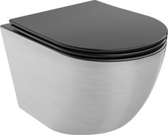 Mexen Lena miska wc Rimless s deskou pomalu sklopnou slim, duroplast, černá matná/stříbrný vzor linie - 30224073