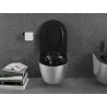 Mexen Lena miska wc Rimless s deskou pomalu sklopnou slim, duroplast, černá matná/stříbrný vzor linie - 30224073