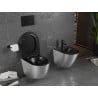 Mexen Lena WC mísa Rimless s pomalu uzavíratelným prkénkem slim, duroplast, černá matná/stříbrný vzor linie - 30224073