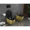 Mexen Lena WC mísa Rimless se zvolna klesající deskou slim, duroplast, černá matná/zlatý vzor linie - 30224077