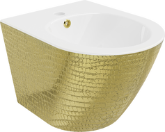 Mexen Lena bidet závěsný, bílý/zlatý vzor šupiny - 35224808