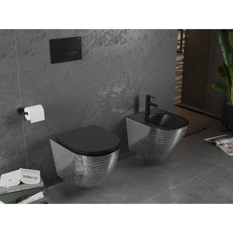 Mexen Lena závěsné bidet, černá mat/stříbrný vzor šupiny - 35224872