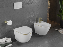 Mexen Lena závěsné bidet, bílý/zlatý linie - 35224805