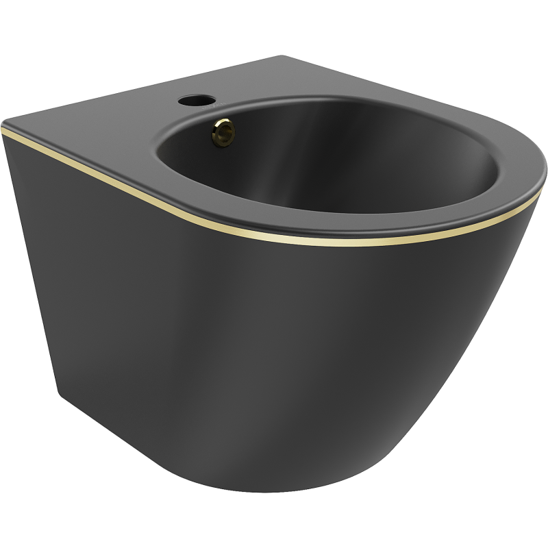 Mexen Lena bidet závěsný, černý mat/zlatý linie - 35224875