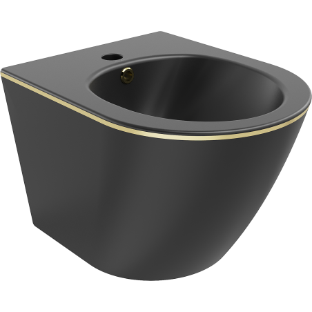 Mexen Lena bidet závěsný, černý mat/zlatý linie - 35224875