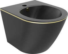 Mexen Lena bidet závěsný, černý mat/zlatý linie - 35224875