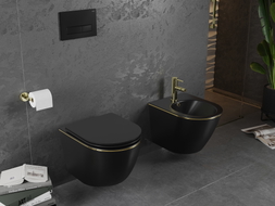 Mexen Lena závěsný bidet, černý mat/zlatá linie - 35224875