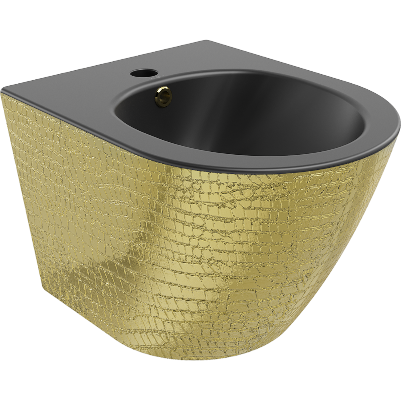 Mexen Lena bidet závěsný, černý mat/zlatý vzor šupiny - 35224878