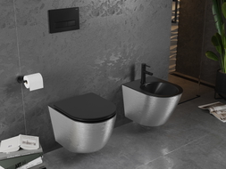 Mexen Lena závěsné bidet, černý mat/stříbrný vzor linie - 35224873