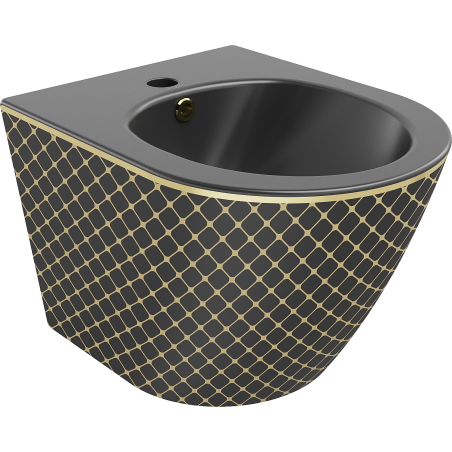 Mexen Lena závěsné bidet, černý mat/zlatý mřížkový vzor - 35224879
