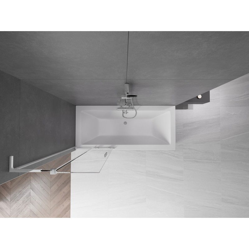 Mexen Velar L vanová zástěna dvoudílná posuvná 70 x 150 cm, transparentní, chrom - 896-070-003-01-01