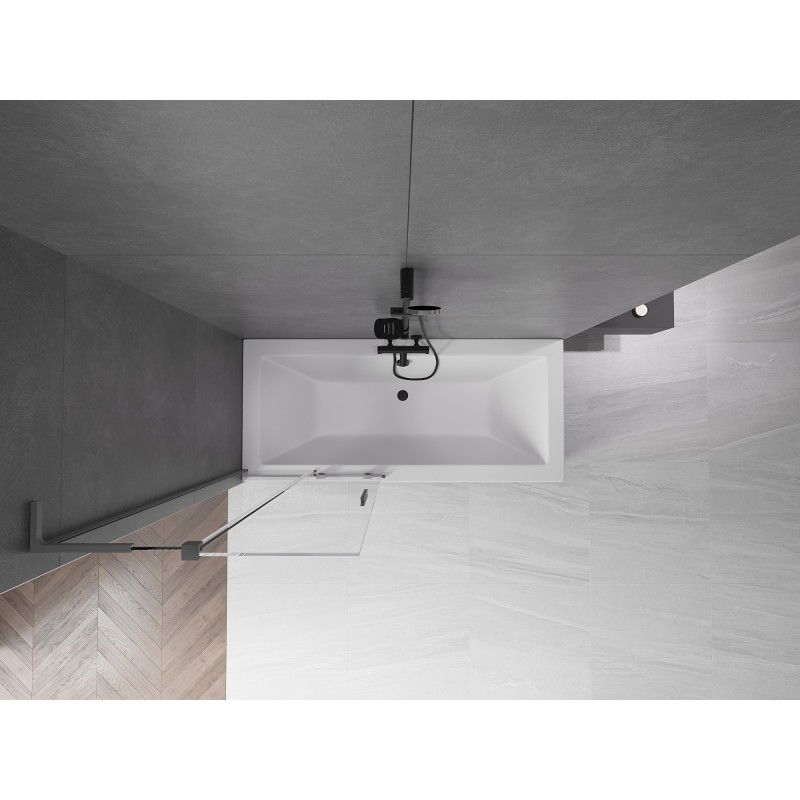 Mexen Velar L dvoukřídlá posuvná vanová zástěna 80 x 150 cm, transparentní, gun metal - 896-080-003-01-95