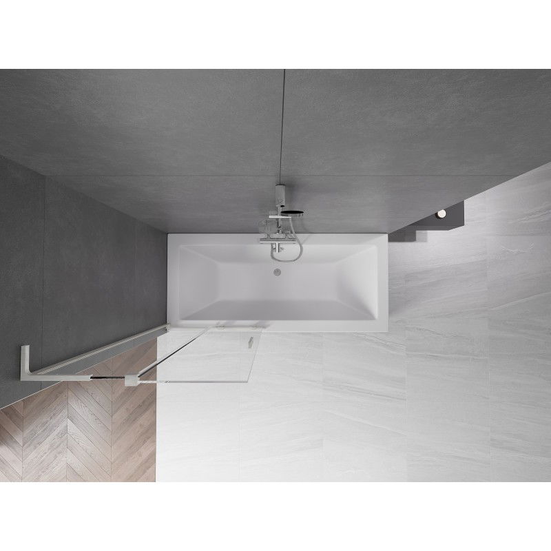 Mexen Velar L posuvná dvoukřídlá vanová zástěna 80 x 150 cm, transparentní, kartáčovaný nikl - 896-080-003-01-97