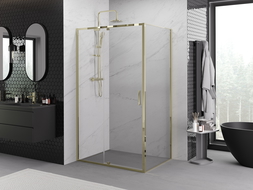 Mexen Exo otevírací sprchový kout 160 x 120 cm, transparentní, zlatý - 819-160-120-50-00