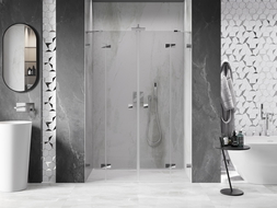 Mexen Lunar Duo sprchové dveře otvírací 140 cm, průhledné, chrom - 834D-140-000-01-00