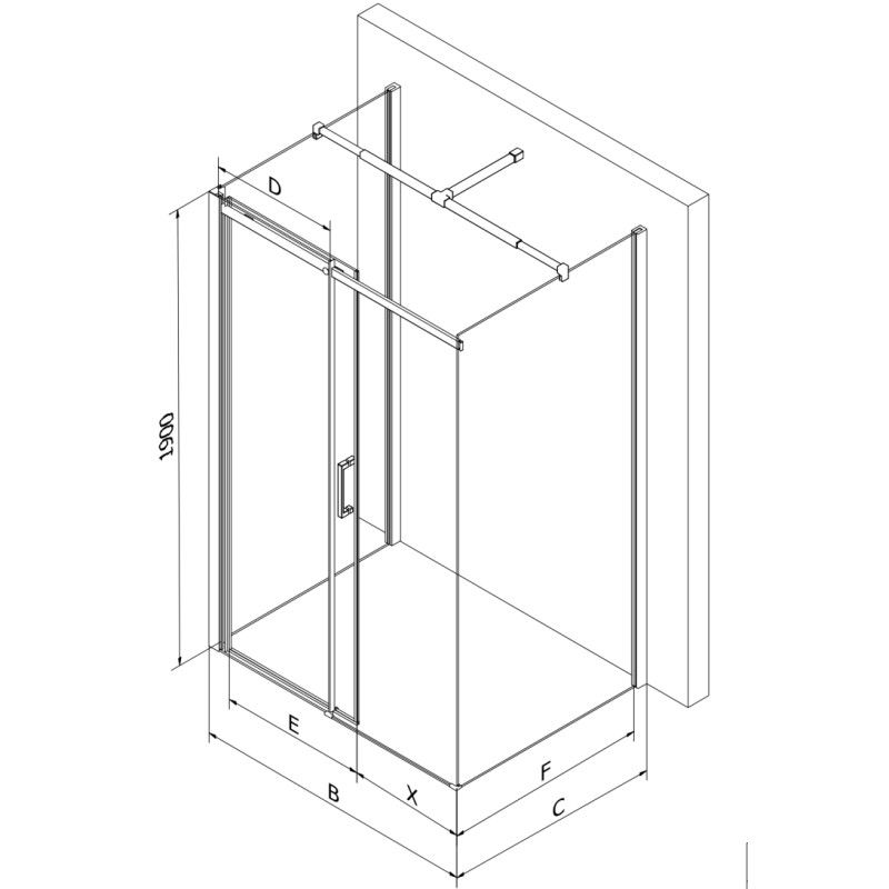 Mexen Omega-3S sprchová kabina 3-stěnná, posuvná 120x80 cm, transparentní, chrom + vanička Flat
