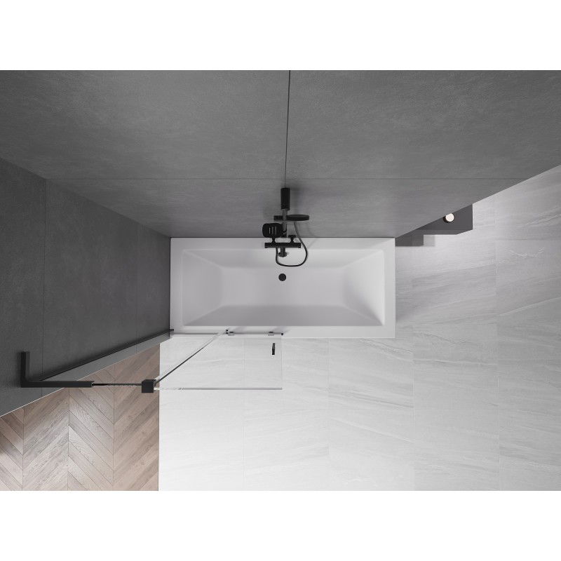 Mexen Velar L paravan vanový 2-křídlový posuvný 90 x 150 cm, transparentní, černý - 896-090-003-01-70