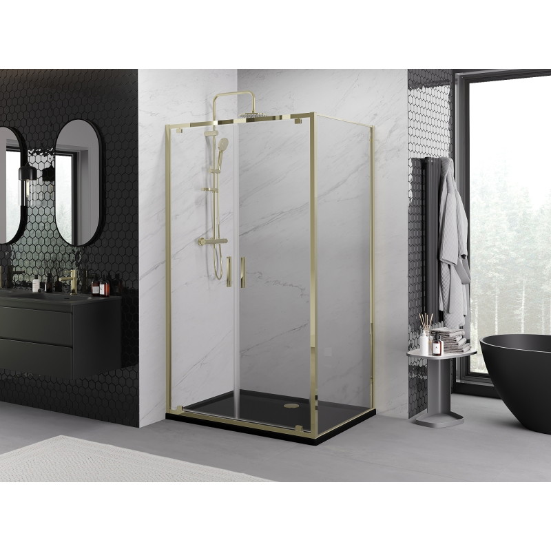 Mexen Exo-BR Duo sprchový kout otevírací 80 x 120 cm, transparentní, zlatý - 8182-080-120-50-00