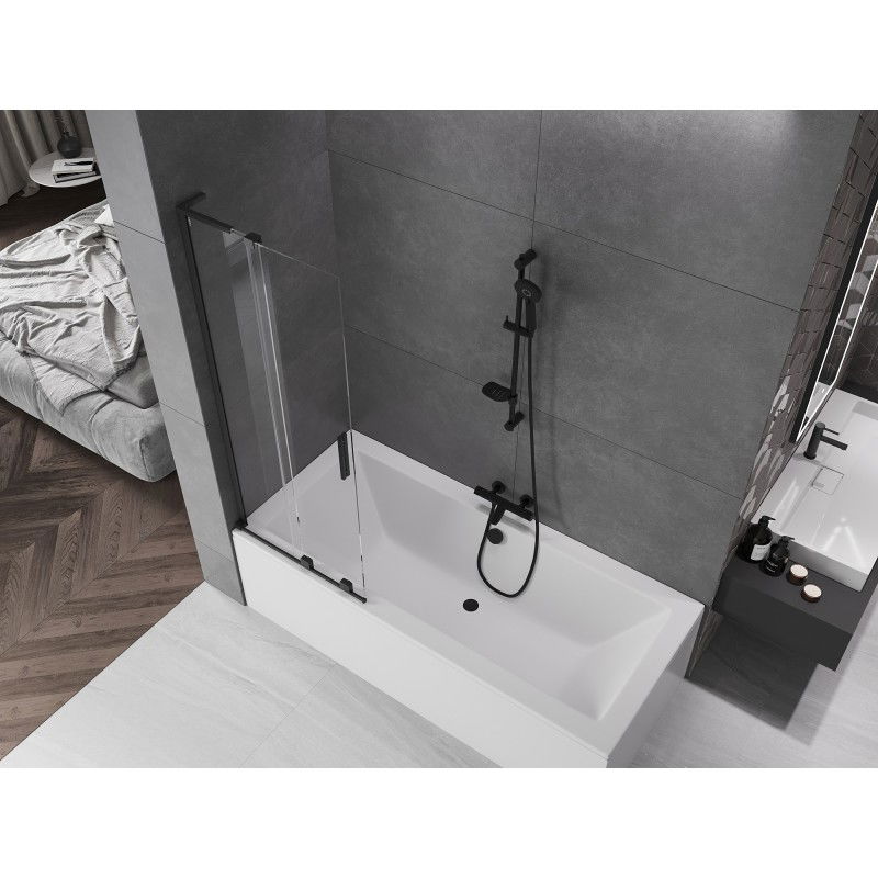 Mexen Velar L sprchová zástěna dvoukřídlá posuvná 75 x 150 cm, transparentní, černá - 896-075-003-01-70