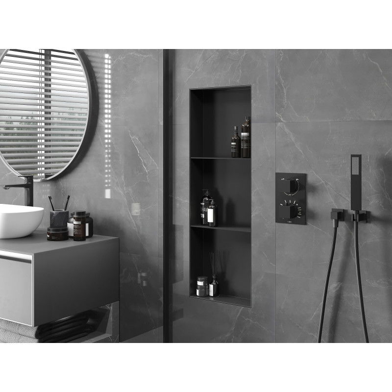 Mexen X-Wall-NR niková polička bez příruby s poličkou 90 x 30 cm, černá - 1971903010S