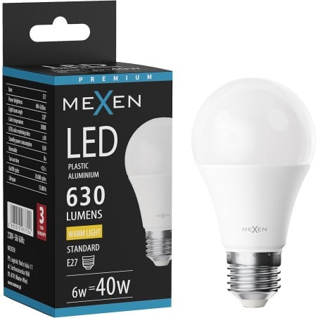 Mexen Nova LED žárovka E27, A60, 6W, Teplá - 3000K, 630 lm - L100-E27-0630-01
