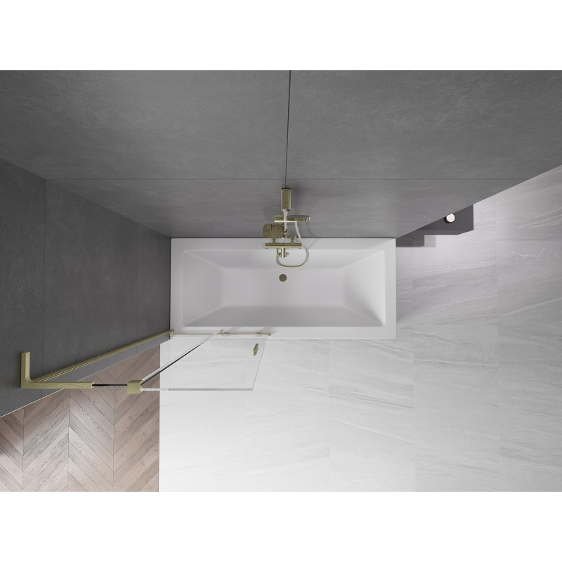 Mexen Velar L dvoukřídlá vanová zástěna 85 x 150 cm, transparentní, zlatý kartáčovaný - 896-085-003-01-55