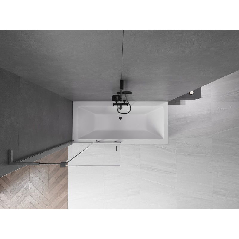 Mexen Velar L posuvná dvoukřídlá vanová zástěna 95 x 150 cm, transparentní, kartáčovaná gun šedá - 896-095-003-01-66