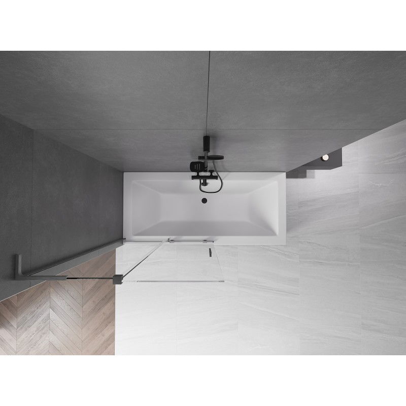 Mexen Velar L posuvná vanová zástěna dvoudílná 100 x 150 cm, průhledná, gun gray kartáčovaná - 896-100-003-01-66