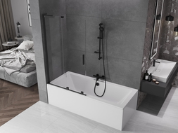 Mexen Velar L vanová zástěna 2-křídlá posuvná 100 x 150 cm, transparentní, černá - 896-100-003-01-70