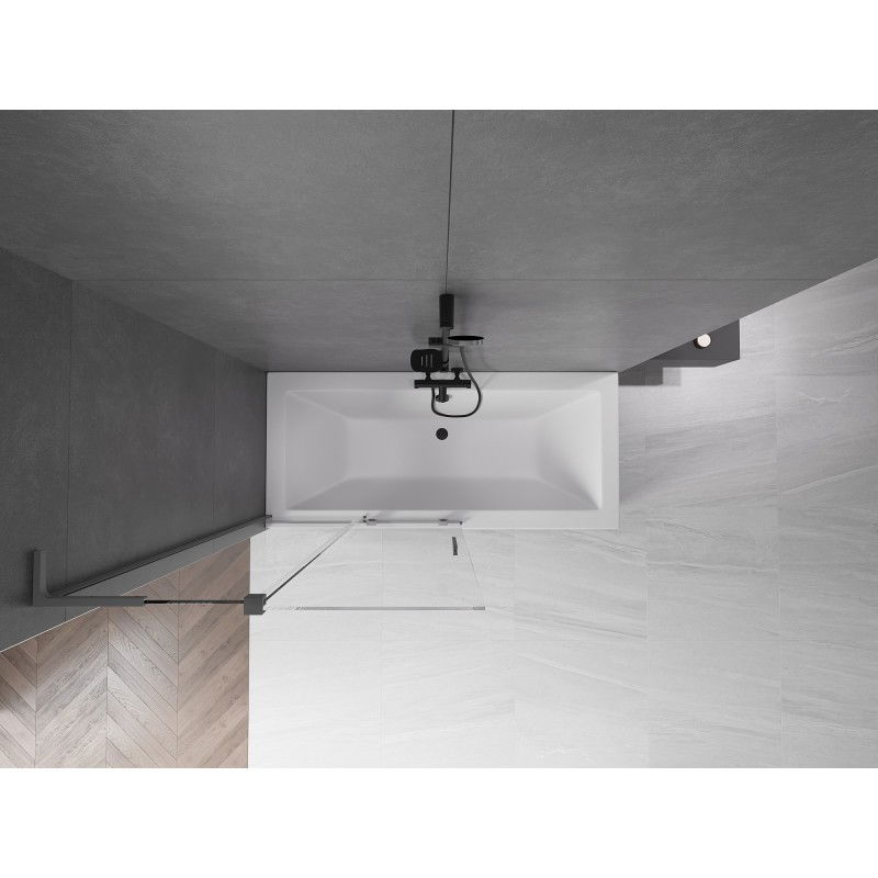 Mexen Velar L dvoukřídlá posuvná zástěna na vanu 100 x 150 cm, transparentní, gun metal - 896-100-003-01-95