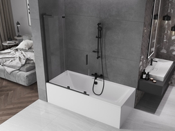 Mexen Velar L vanová zástěna posuvná dvoukřídlá 110 x 150 cm, transparentní, černá - 896-110-003-01-70