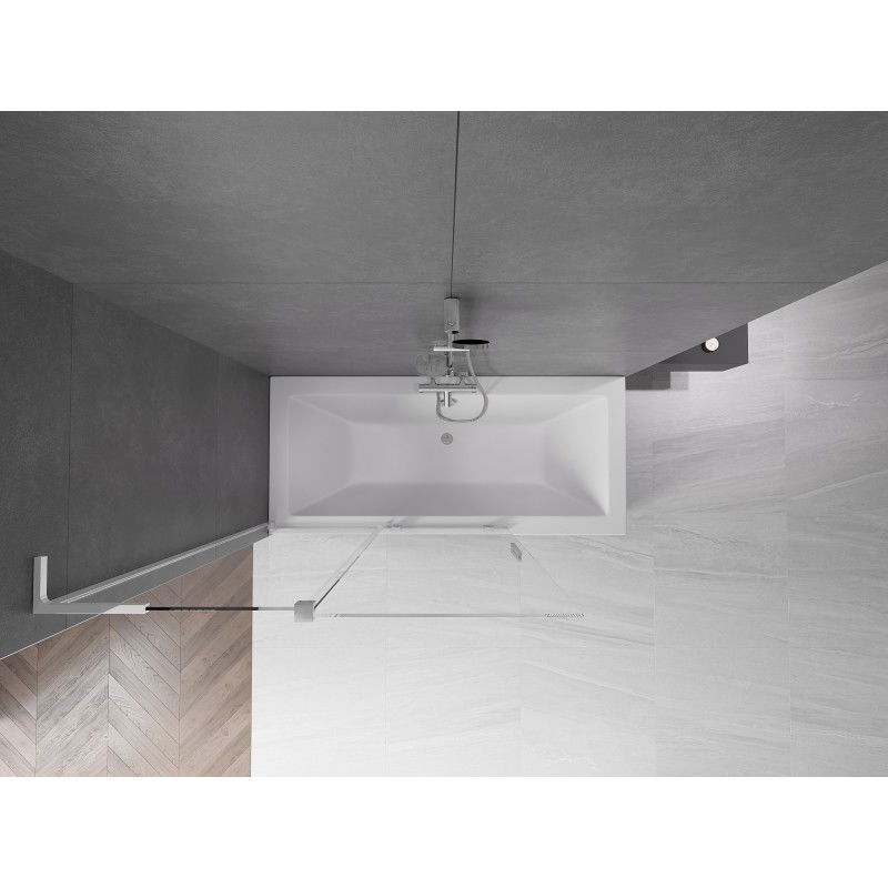 Mexen Velar L vanová zástěna 2-křídlová posuvná 120 x 150 cm, transparentní, chrom - 896-120-003-01-01