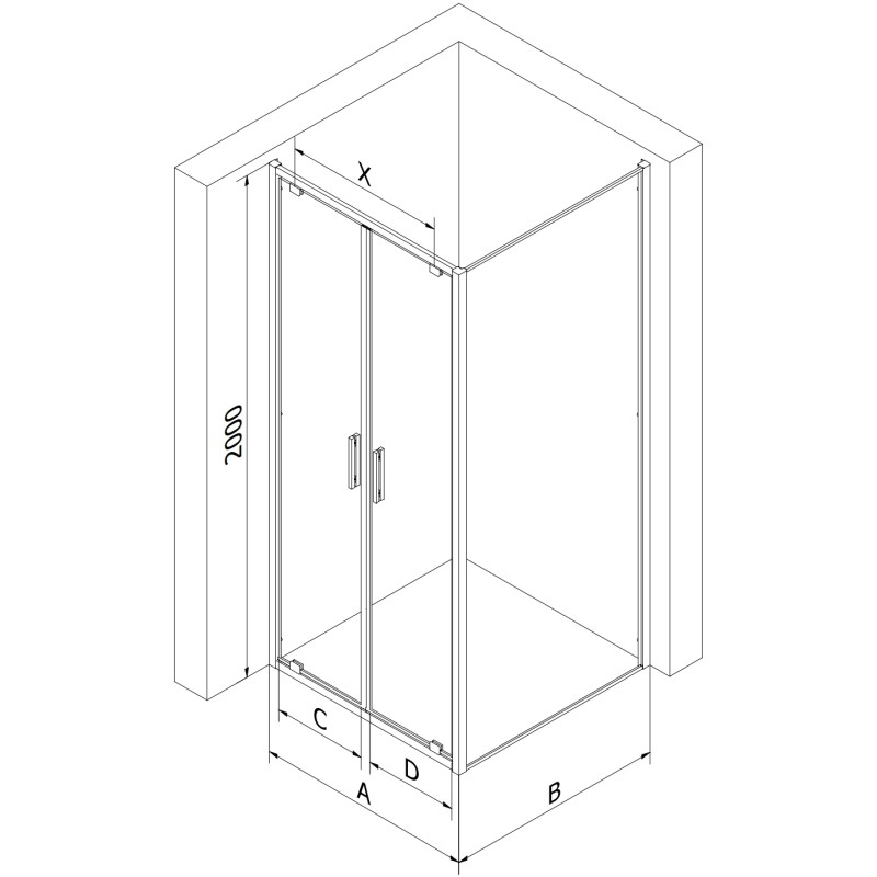 Mexen Exo-BR Duo sprchový kout s výklopnými dveřmi 100 x 120 cm, transparentní, černý - 8182-100-120-70-00