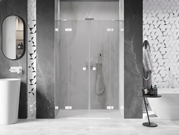 Mexen Lunar Duo sprchové dveře výklopné 140 cm, transparentní, bílé - 834D-140-000-20-00